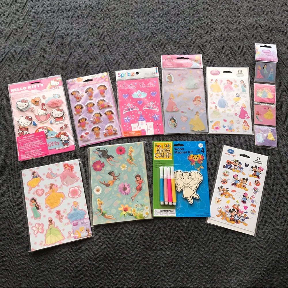 NWT Disney Princess Sticker Collection Hello Kitty Dora Explorer Mickey Mouse